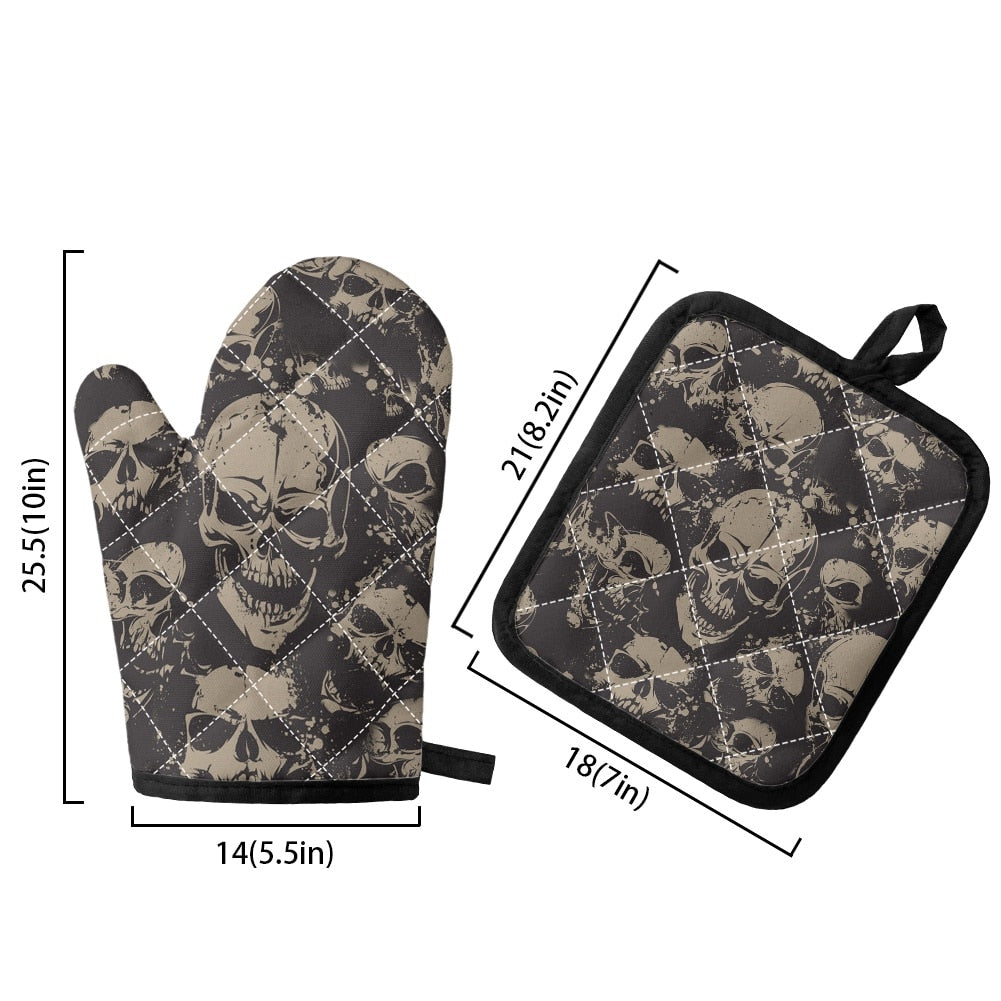 Skull Gloves Oven Mitts