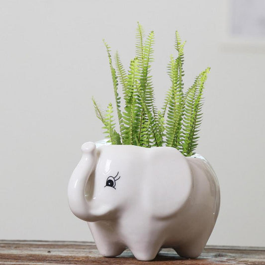 Flower Pot Elephant Mini Ceramic