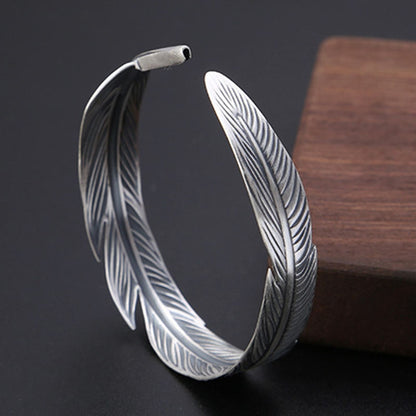 Silver Color Native Indian Feather Bracelet