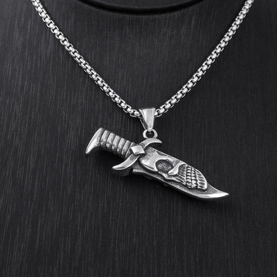 Skull Fake Knife Necklace