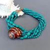 Native Indian 6 Strands Turquoise Snail Necklace