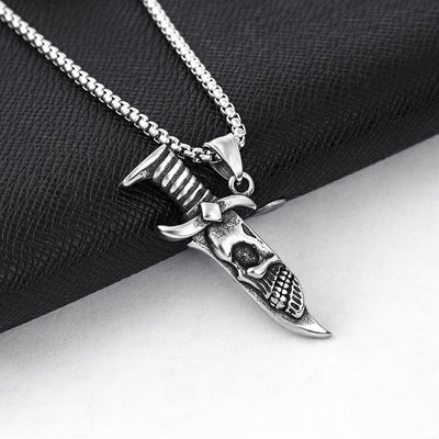 Skull Fake Knife Necklace