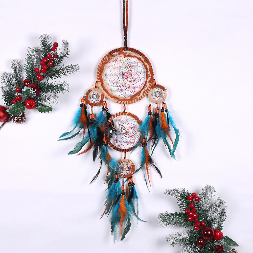 Dream Catchers 5 Rings Colorful Feather Native Indian