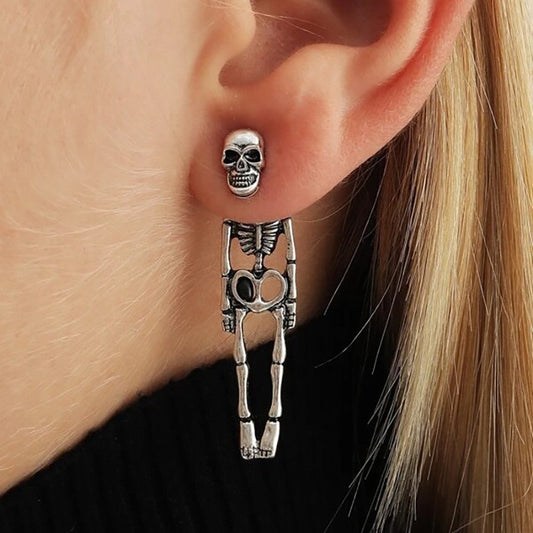 Skeleton Skull Earrings Retro Punk Metal