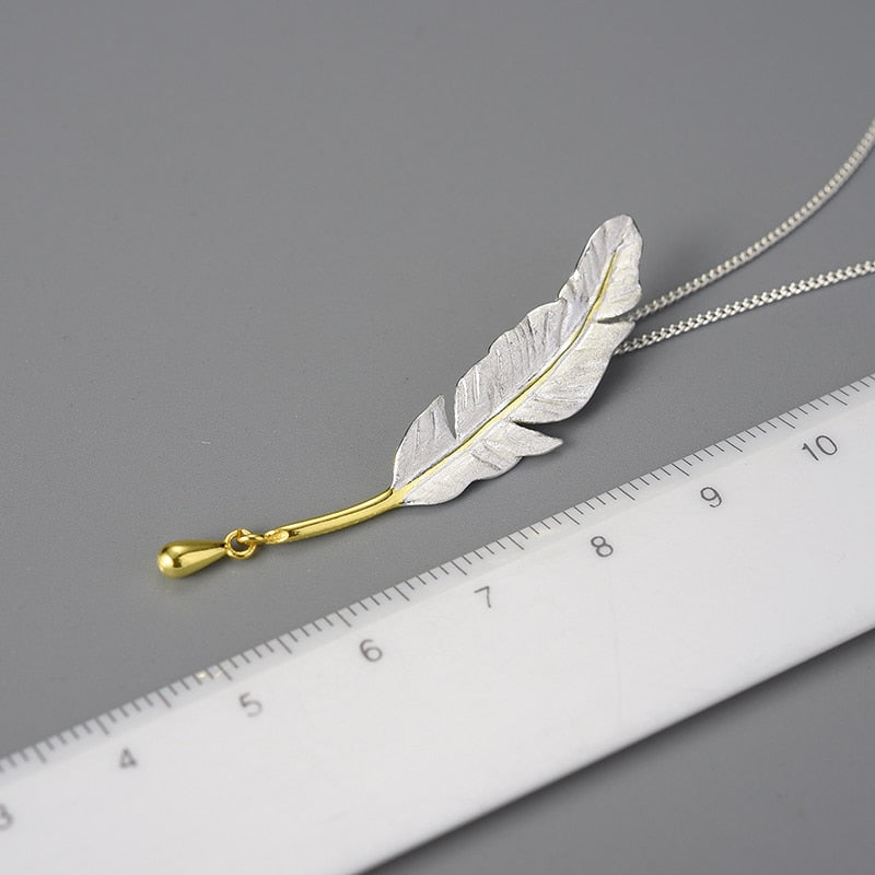 Gorgeous Native Feather 925 Sterling Silver Necklace