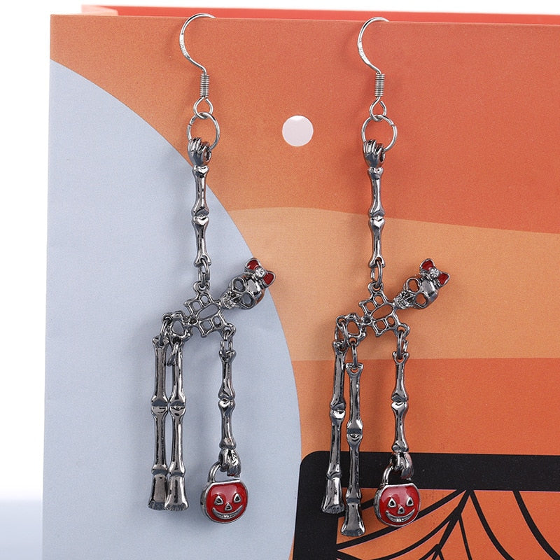 Halloween Skull Dangle Earrings