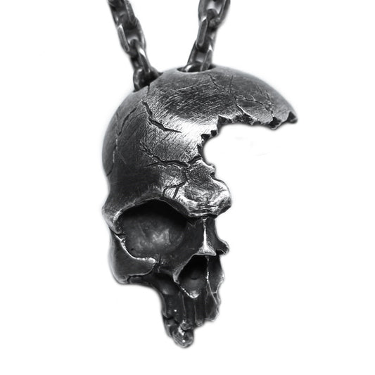 Retro Half Face Skull Necklace