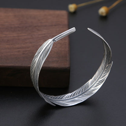 Silver Color Native Indian Feather Bracelet