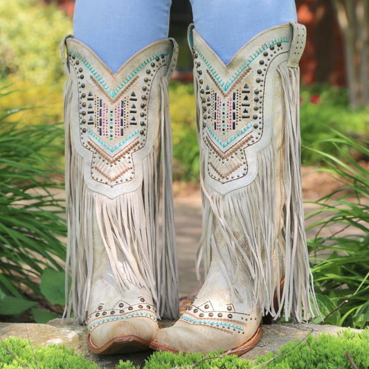 Women Native Indian Leather High Boots