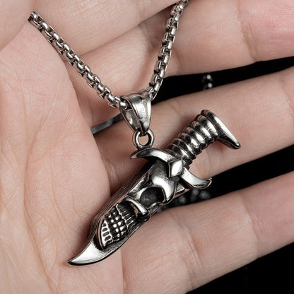 Skull Fake Knife Necklace