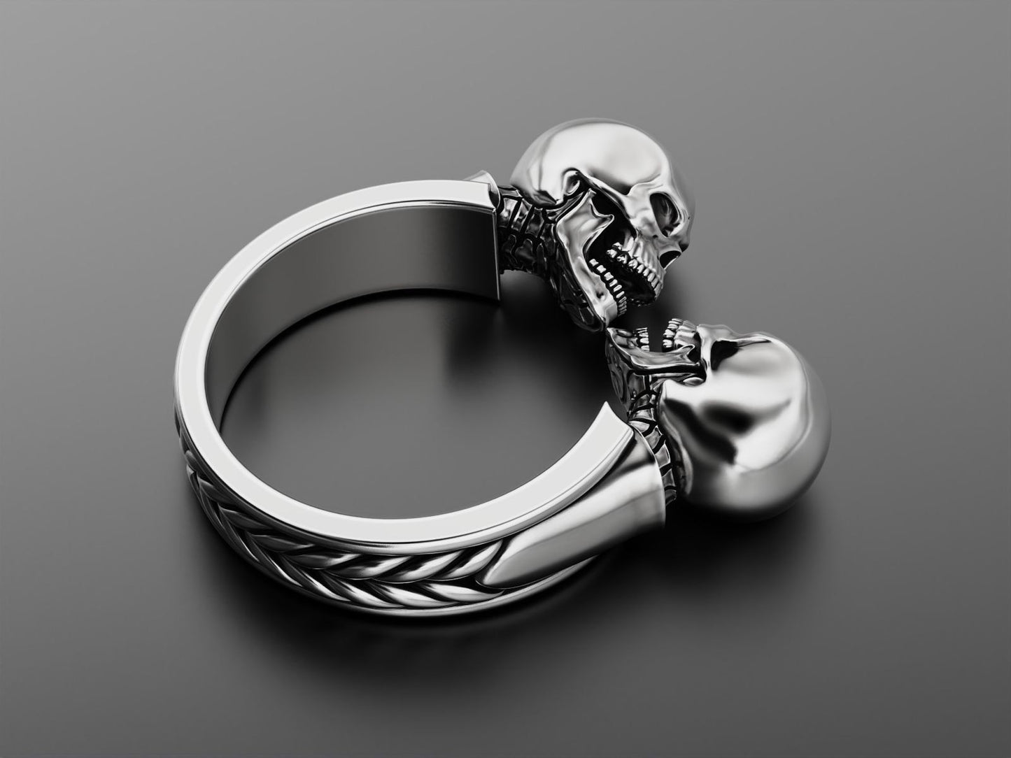 Vintage Antique Silver Twin Skull Ring