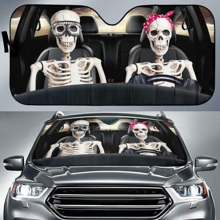 JEOCODY Green Skull Car Accessories Set 4 Seat Covers + 4 Front Back Foot  Mats + 1 Windshield Sunshades + 1 Steering Wrap + 1 Armrest Cushion + 2  Seat