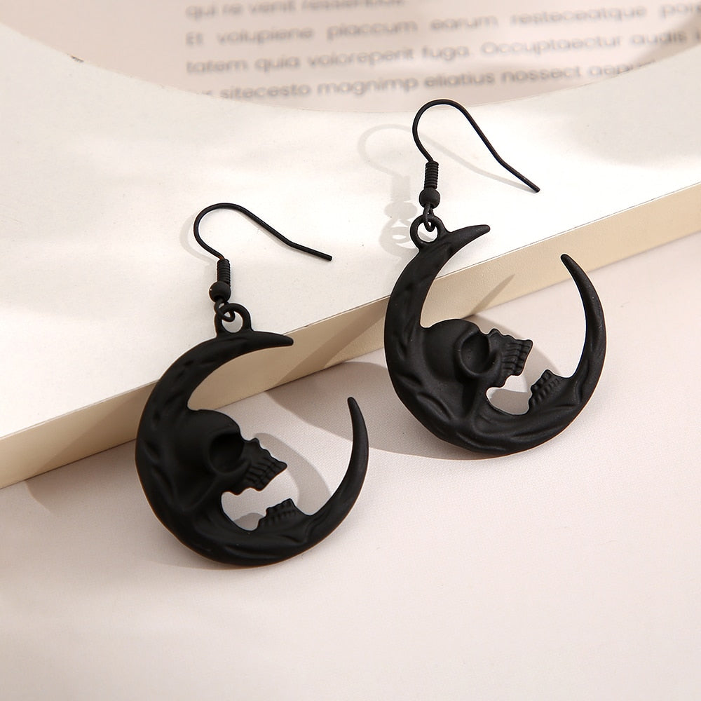 Half Moon Skull Earrings