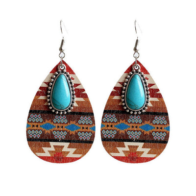 Native Indian Pattern Turquoise Earrings