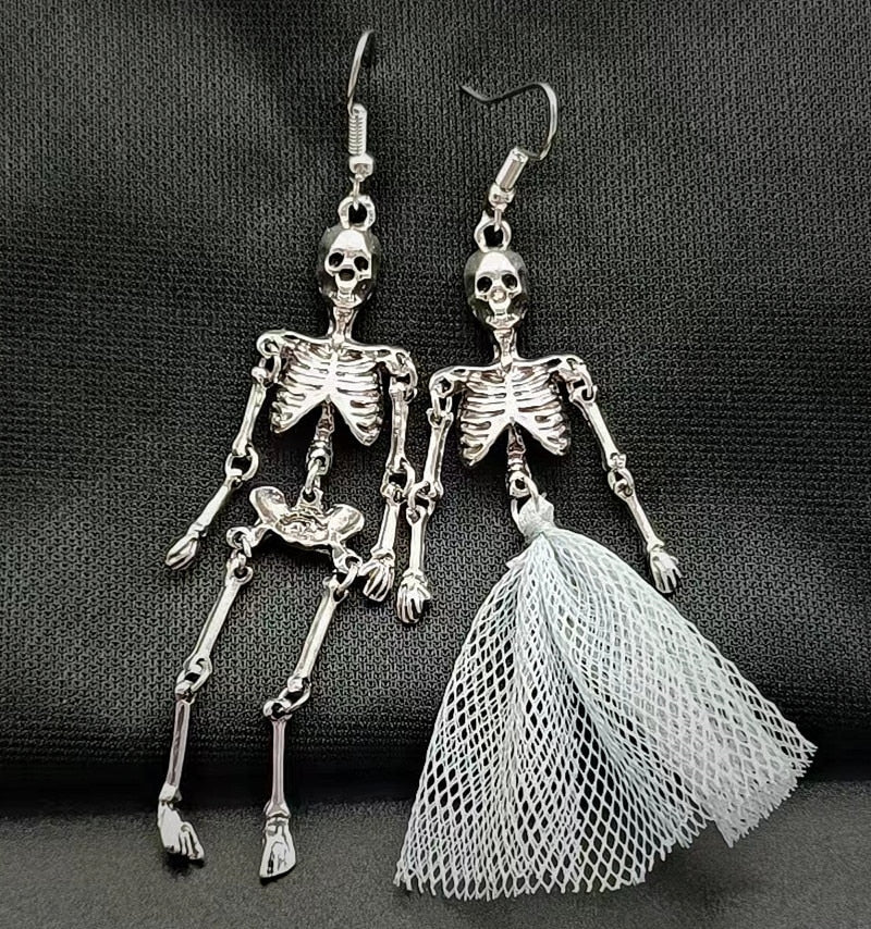 Skeleton Skull Dangle Earrings