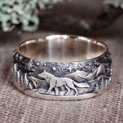 Forest Wolf Love Couple Rings