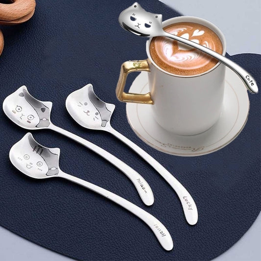 Funny Cat Cute Teaspoon For Coffee Dessert