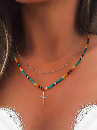 Double Layer Cross Native Necklace