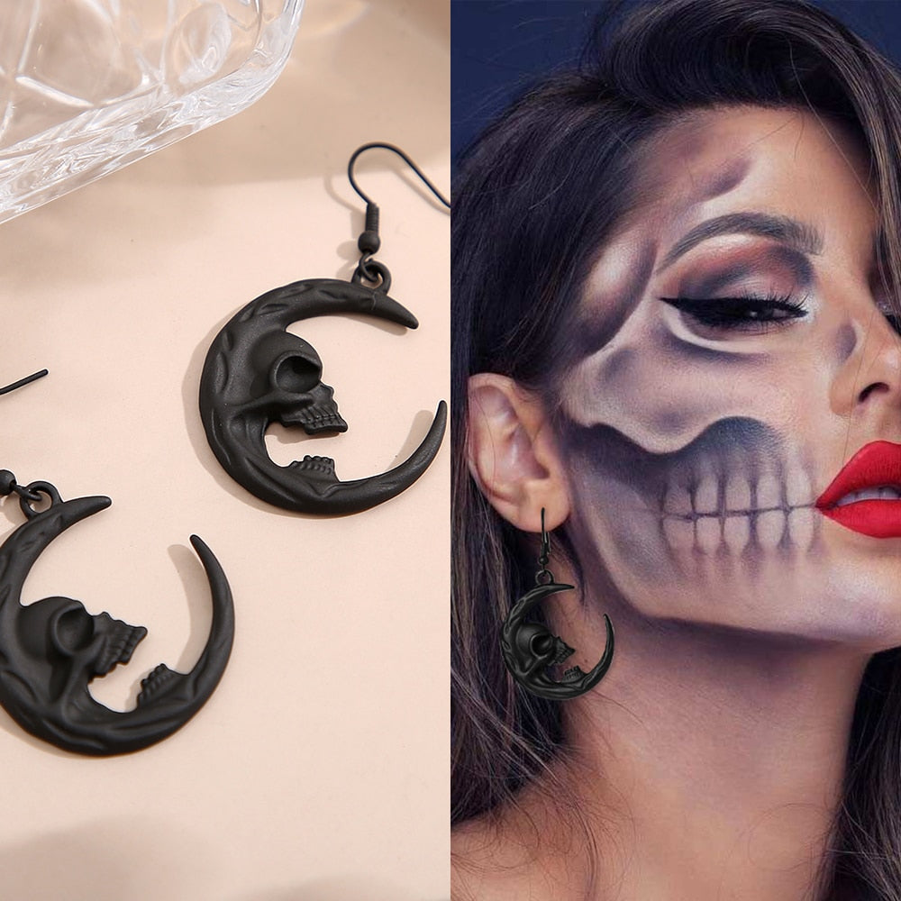 Half Moon Skull Earrings