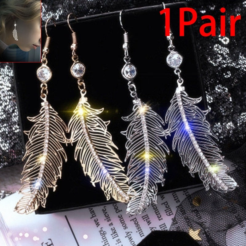 Native Fashion Feather Earrings Stainless Steel