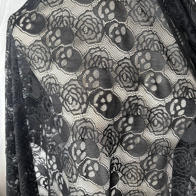 Black And White Skull Lace Fabric