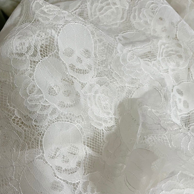 Black And White Skull Lace Fabric