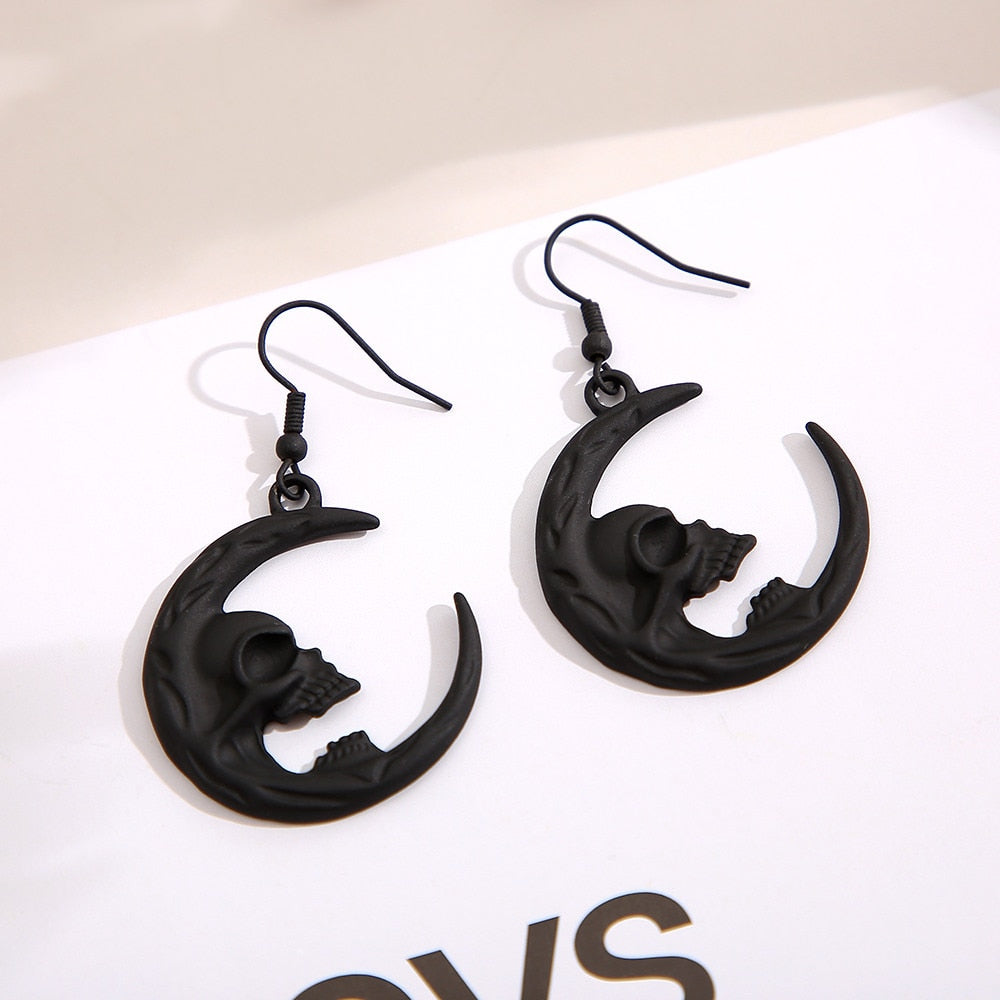 Half Moon Skull Earrings