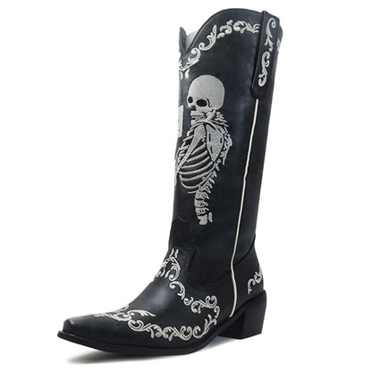 Skull Selfie High Heel Cowboy Boots