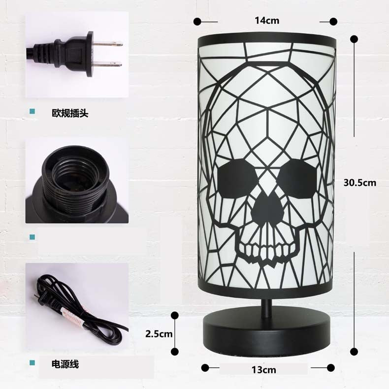 Skull Wrought Iron Table Lamp Living Room LED Light Decoration