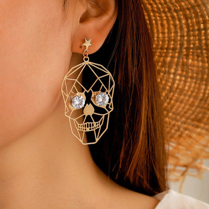 Golden Skull Face Earrings