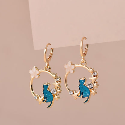 Cute Enamel Cat Earrings