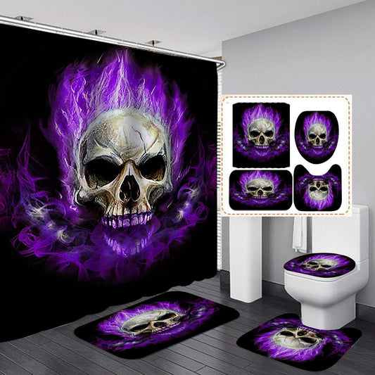 Flame Skull Shower Curtain Set