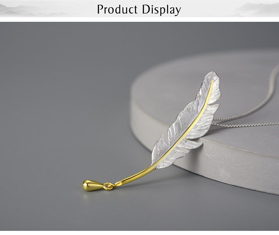 Gorgeous Native Feather 925 Sterling Silver Necklace