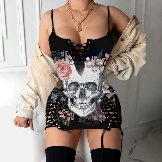 Skull Gothic Style Dress Women