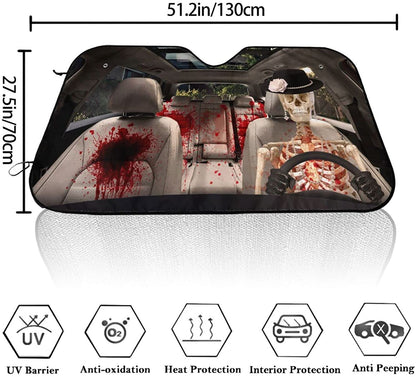 Funny Skull Skeleton Car Windshield Sunshade Halloween Car Accessories