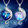 Cat Pendant Heart Shaped Crystal Necklace