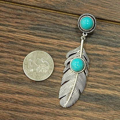 Native Turquoise Feather Earrings