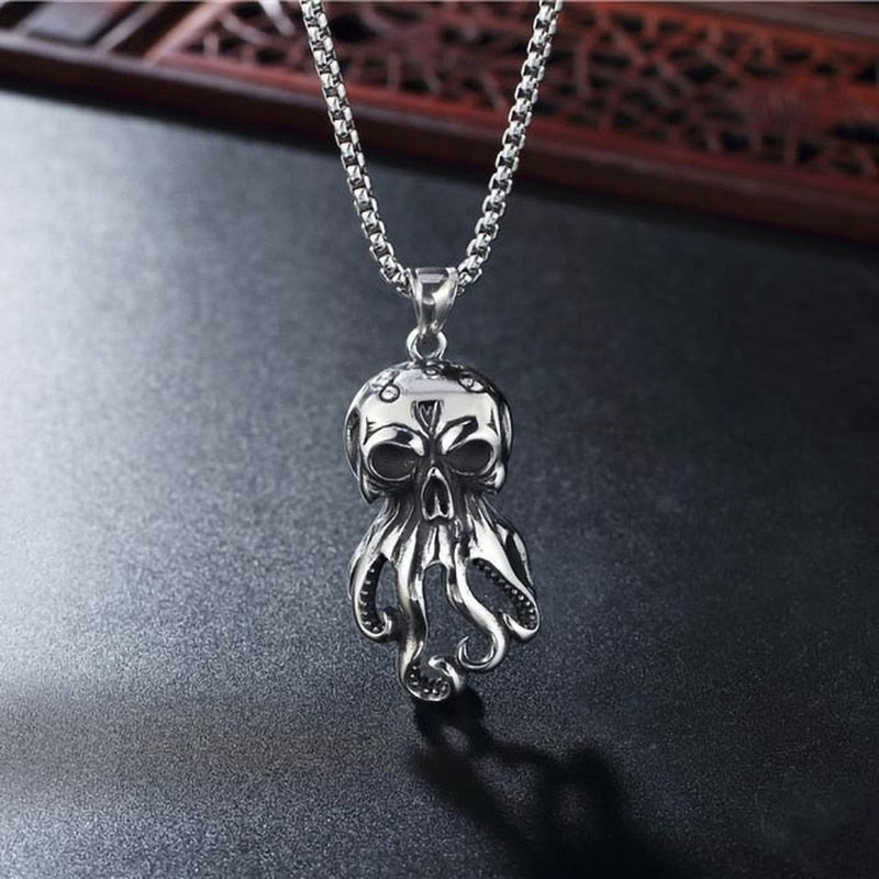 Octopus Skull Pendant Necklace