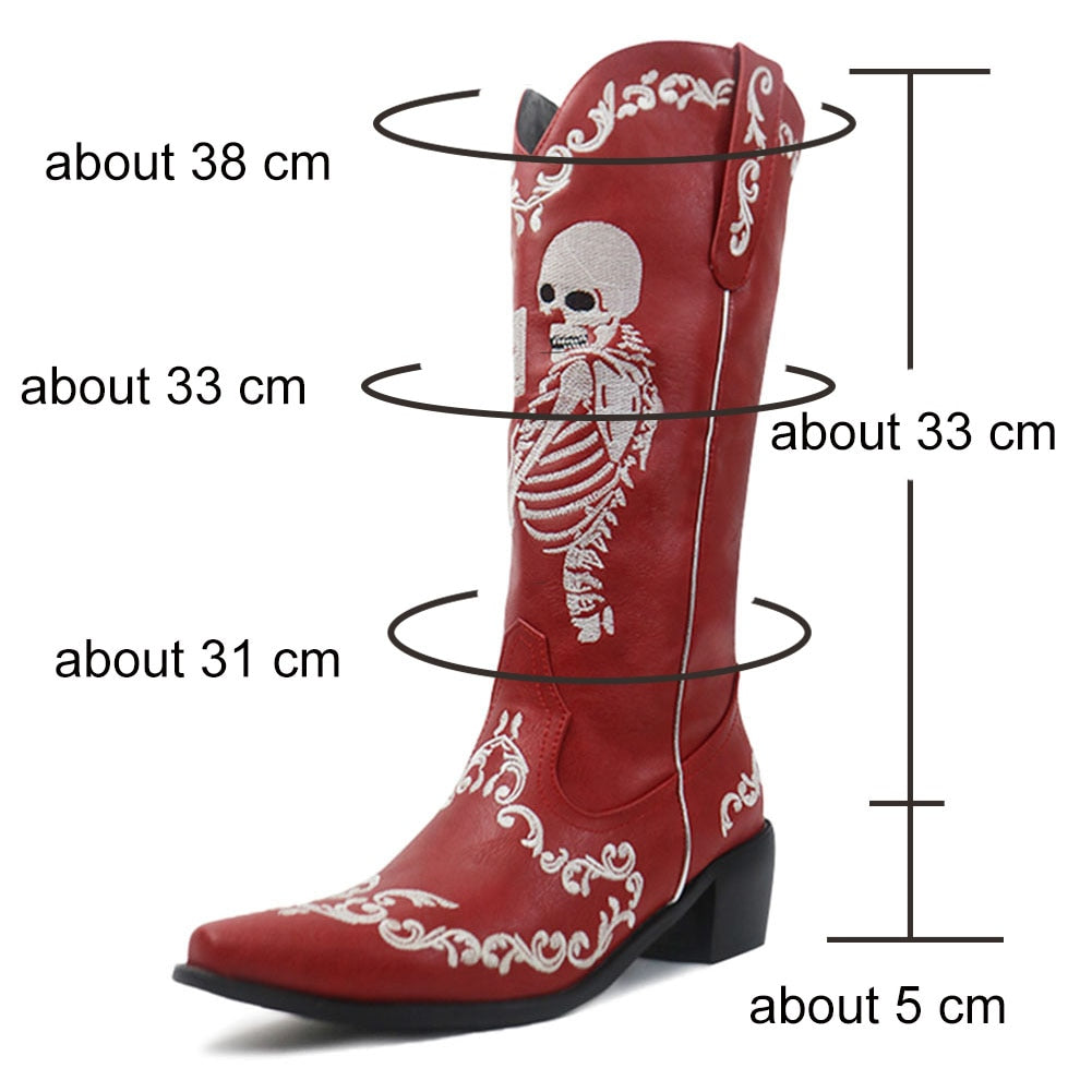 Skull Selfie High Heel Cowboy Boots