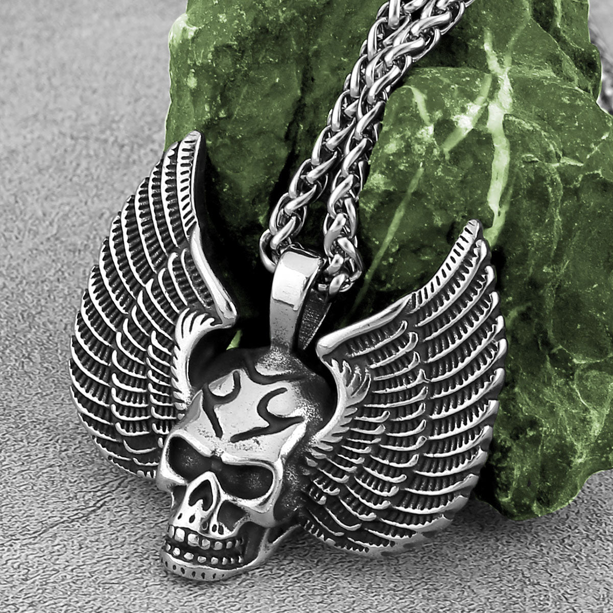 Fallen Angel Wings Skull Necklace Pendant