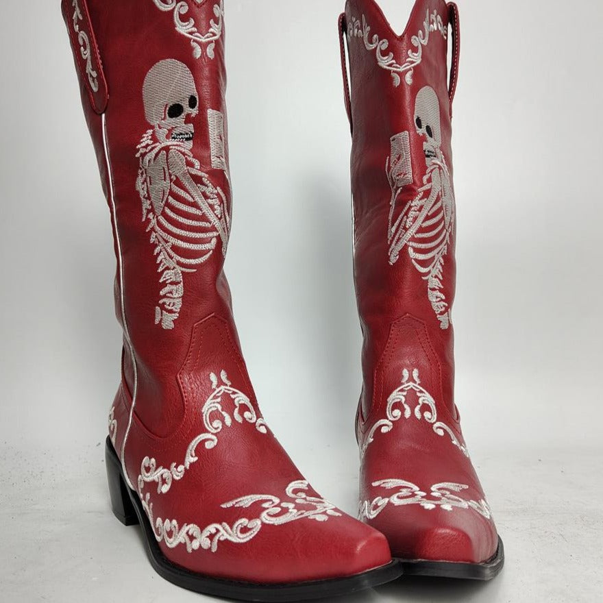 Skull Selfie High Heel Cowboy Boots