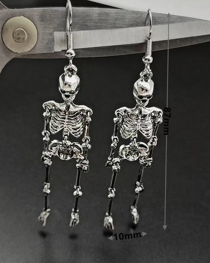 Skeleton Skull Dangle Earrings