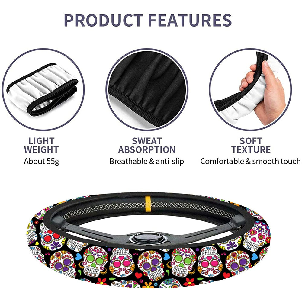 Sugar Skull Steering Wheel Cover Car Accessories