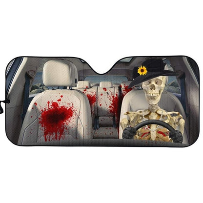 Funny Skull Skeleton Car Windshield Sunshade Halloween Car Accessories