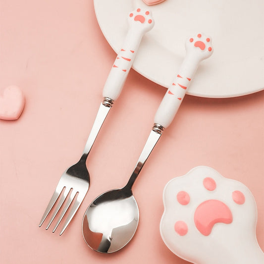 Cute Cat Paw Stainless Steel Fork Spoon