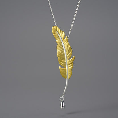 Gorgeous Native Feather 925 Sterling Silver Necklace