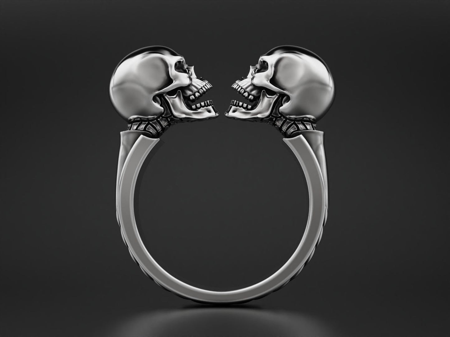 Vintage Antique Silver Twin Skull Ring