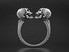 Vintage Antique Silver Twin Skull Ring