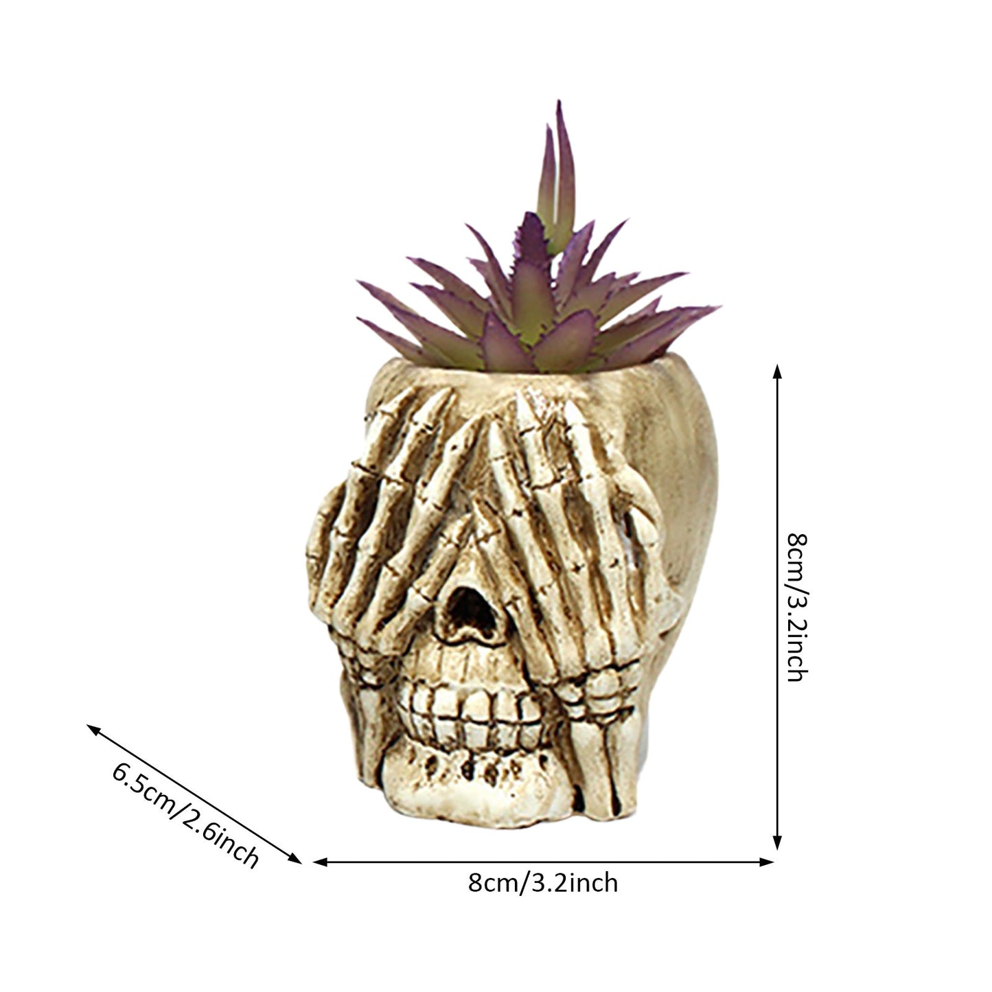 3 Items Skull Planter Pot Resin Skull Head Flower Pot