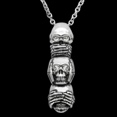 Badass Skull No Evil Necklace